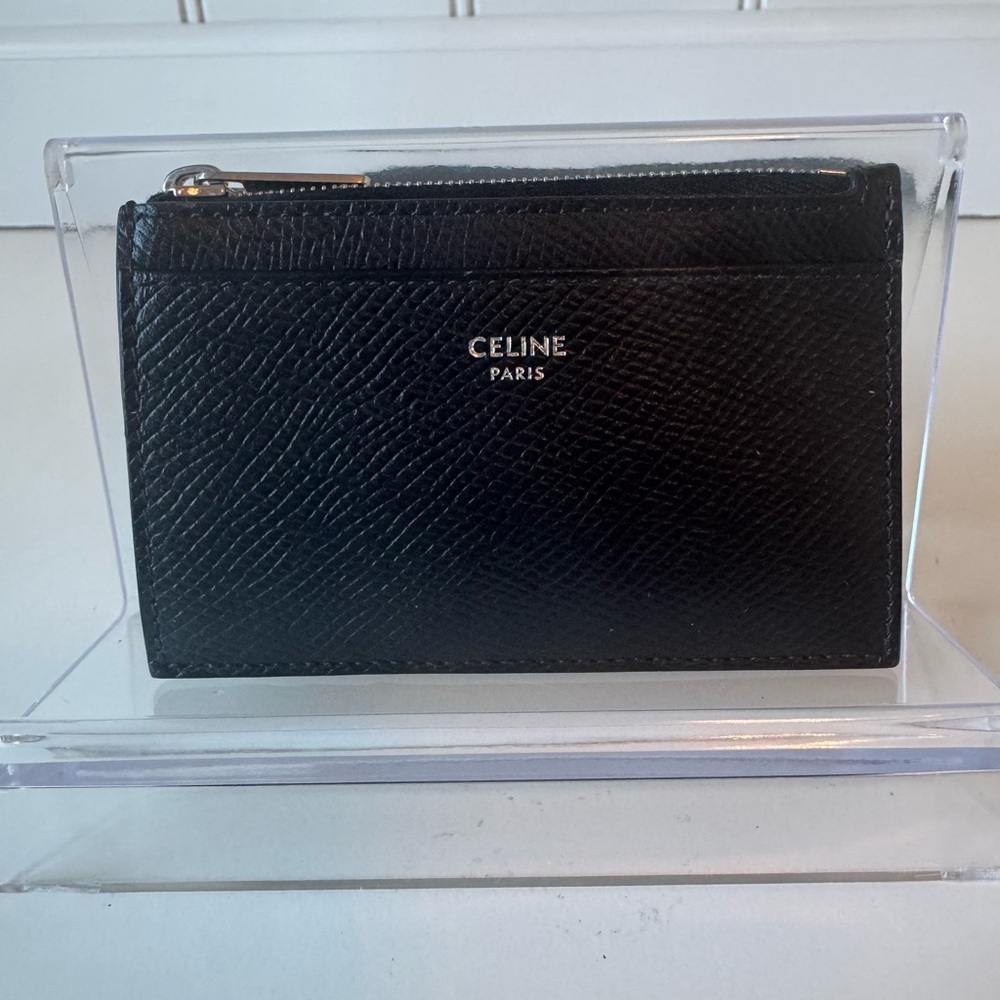 Celine Black Textured Leather Card Pouch